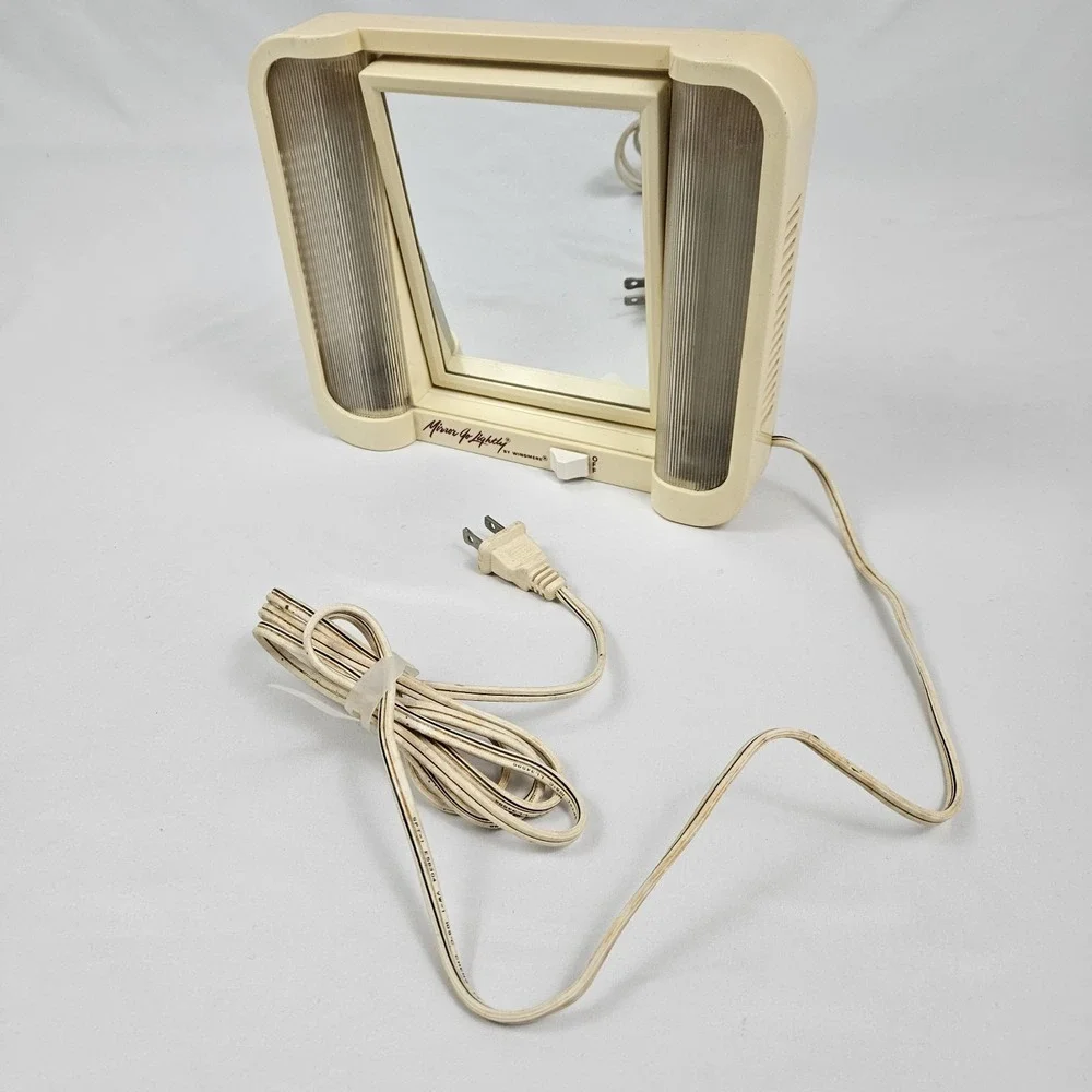 Vintage MCM Make-up Mirror Go Lightly Lighted Mirror Two Sided Tilt Works
